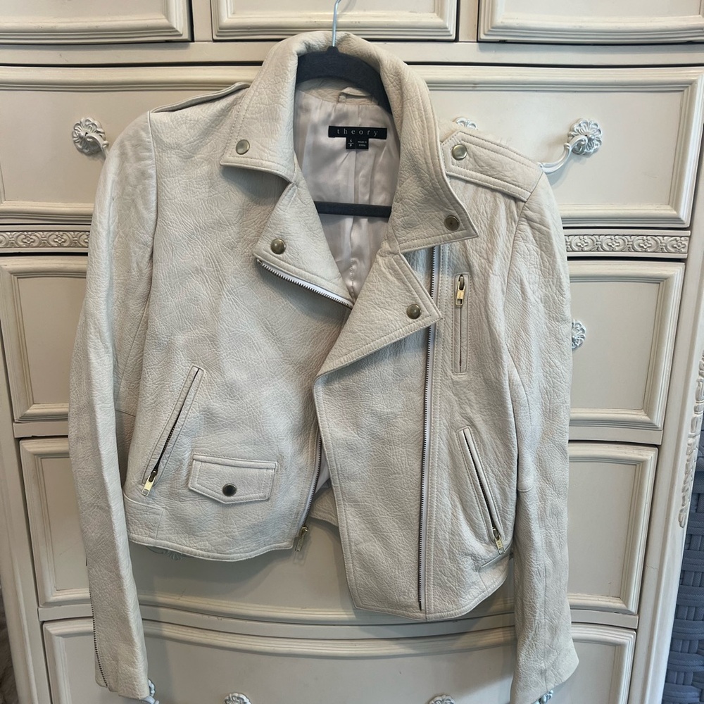 Theory Leather Jacket Size Small